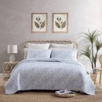 Defne Store Bahama - Yorgan Seti, Uyumlu Süslü Süslü Çift Taraflı Pamuklu Yatak Takımı, Dört Mevsim Ev Dekoru (Dikilmiş Mavi, Kral) - 001-Renkli - 1 x 32 x 27 cm