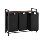 Defne Store Çamaşır Sepeti, 3 Bölmeli Çamaşır Sepeti, Çıkarılabilir Çamaşır Torbaları, Çamaşır Sıralayıcı, Raf, Metal Çerçeve, 3 x 38L, 92,5 x 33 x 72 Cm, Rustik Kahverengi ve Siyah BLH301B01 - 1 kg