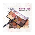 Defne Store City Style Face & Eye No: 01 Warm Nude - Allık, Bronzer, Aydınlatıcı ve 9'lu Far Paleti (2 Paketi) - Option-1