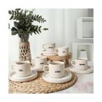 Defne Store Deep Mottolu Stackable Çay Takımı 12 Parça 6 Kişilik 22650-55 - 1/100 Toz Ceviz