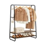 Defne Store Elbise Askısı 2 Raf 6 S Kanca Çelik Çerçeve Yatak Odası Koridor Giriş Endüstriyel Tasarım Kahverengi Siyah RGR112B01 - Option-1