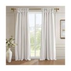 Defne Store Emilia Ipek Tek Perde Gizlilik Astarlı, Kendin Yap Bükümlü Üst Kısım, Oturma Odası, Yatak Odası ve Yurt Odası Için Pencere Örtüsü, 50 x 84, Beyaz - Option-1 - 1BW-Beyaz