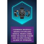 Defne Store Kulak Içi Kablosuz Bluetooth Kulaklık ve Nfc ve Gps Özellikli Akıllı Saat Alarm ve Titreşim - Altın - Siyah - 35 - 48 mm - Belirtilmemiş