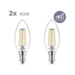 Defne Store LED 40W B35 LED Mum Filament Ampul, 2700K Beyaz Işık, E14 Ince Duy, Dim Edilmez, 2'li Ekopaket - 0,5 W - Altın