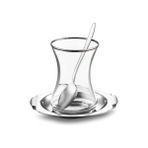 Defne Store Mars 18 Parça Çelik Çay Seti - 1/100 Toz Ceviz