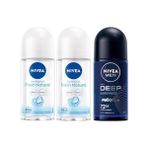 Defne Store Men Erkek Roll On Deodorant Deep Dimension 72 Saat Anti-Perspirant Koruma (50 Ml) + Kadın Roll On Deodorant Fresh Natural 48 Saat Anti-Perspirant Koruma (50 Ml) X2 - Option-1