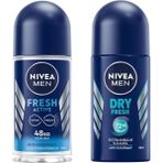 Defne Store Men Erkek Roll On Deodorant Dry Fresh 72 Saat Koruma, Ekstra Kuruluk, 50 ml + Men Erkek Roll On Deodorant Fresh 50 Ml, Ter ve Ter Kokusuna Karşı 48 Saat Deodorant Koruması X2 - Option-1