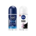 Defne Store Men Erkek Roll On Deodorant Fresh 50 Ml, Ter ve Ter Kokusuna Karşı 48 Saat Deodorant Koruması X2 + Kadın Roll On Deodorant & Invisible Clear 48 Saat Koruma (50 Ml) - Option-1