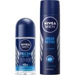 Defne Store Men Erkek Roll On Deodorant Fresh 50 ml X2 + Men Erkek Sprey Deodorant Fresh 150ML - Option-1