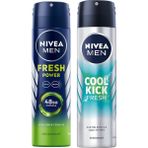 Defne Store Men Erkek Sprey Deodorant Fresh Power 150 Ml, 48 Saat Deodorant Koruması ve Men Erkek Sprey Deodorant Kick Fresh, 150 Ml, Ter ve Ter Kokusuna Karşı 48 Saat Anti-Perspirant Koruma - Option-1