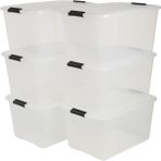 Defne Store Ohyama Kapaklı Plastik Saklama Kutuları, 45L, 6'lı Set, Şeffaf - Option-1 - 001-Renkli