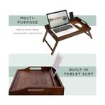 Defne Store Rossıe Home Bambu Ahşap Yatak Tepsisi, Telefon Tutuculu Lap Masası - 17,3 Inç Dizüstü Bilgisayarlara ve Çoğu Tablete Uyar - Java - Stil No. 78112 - Kestane Akaju - Option-1