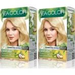 Defne Store Sea Color Amonyaksız, Vegan, Doğal, Besleyici Kalıcı Saç BOYASI%100 Beyaz Kapama (1 Paket 2 x 50 ml Boya & Oksidan) (Buğday Sarısı 9.0) (2 Paketi) - Option-1