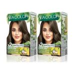 Defne Store Sea Color Amonyaksız, Vegan, Doğal, Besleyici Kalıcı Saç BOYASI%100 Beyaz Kapama (1 Paket 2 x 50 ml Boya & Oksidan) (Yoğun Küllü Kumral 7.11) (2 Paketi) - Option-1