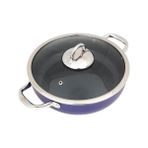 Defne Store Titanium 28CM Sığ Tencere, Çelik Kulp, Özel Çerçeveli Cam Kapak Metalik Mavi - (No Color) - Option-1