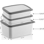 Defne Store Vakumlu Saklama Kabı Dikdörtgen Derin Küçük 1x2, 7 Lt Sığ 2x1, 5 L Beyaz - 0 Siyah - Option-1