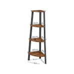 Defne Store Vasagle Köşe Rafı, Ayaklı Raf, Kitaplık, 4 Raflı Merdiven Rafı, Kolay Montaj, Sağlam Çelik Çerçeve, Oturma Odası, Yatak Odası, Balkon, Endüstriyel Tasarım, Eski Kahverengi-Siyah LLS34X - 0,6 x 19 x 29 cm - 00 Beyaz