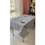 Defnelam Dertsiz Masa Örtüsü Etuval keten 150 x 180 cm (Mavi Ekose)