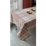 Defnelam Dertsiz Masa Örtüsü Etuval keten 150 x 180 cm (Pembe Ekose)