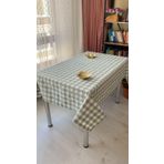 Defnelam Dertsiz Masa Örtüsü Etuval keten 150 x 180 cm (Su Yeşili Ekose 1)