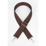 Defnella Acı Kahverengi Polyester Kolon Ayarlanabilir Çanta Sapı - Telefon Askısı (125 CM) Gümüş Metal Aksesuarlı ( 4cm )
