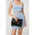 Defnella Kadın Siyah Rugan Desenli Portföy Clutch Çanta 25x19 Cm