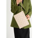 Defnella Krem Desenli Portföy Clutch Çanta 25x19 Cm