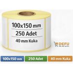 Defu 100X150 mm Termal Barkod , Koli , Kargo Etiket ( 250 Lik Sarım 40 Lık Kuka )