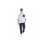 defy' Bisiklet Yaka Kısa Kollu Oversize Fit Cep Detaylı Tişört, S, DREW, BEYAZ, Erkek