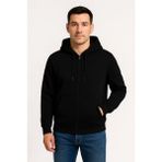 Defy Moda Erkek Üç Iplik Kapüşonlu Tam Fermuarlı Kanguru Çepli Sweatshirt Hoodie - Siyah