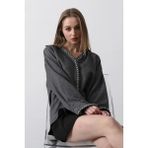 Defy Moda Taşlı Gömlek - Gri