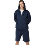 Defy's Arda Erkek %100 Pamuk 2 İplik Şardonsuz Oversize Kapüşonlu Fermuarlı İndigo Sweatshirt - 2XL