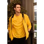 Defy's Arda Erkek %100 Pamuk 2 İplik Şardonsuz Oversize Kapüşonlu Fermuarlı Sarı Sweatshirt - XL