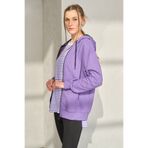 defys Defy's Alya Kadın Pamuklu 2 İplik Şardonsuz Oversize Kapüşonlu Fermuarlı Mor Sweatshirt