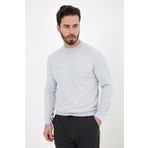 defys Erkek Bisiklet Yaka Dokulu Regular Fit Basic Sweatshirt GRİ MELANJ
