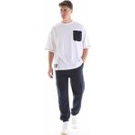 Defy's Erkek Bisiklet Yaka Kısa Kollu Oversize Fit Cep Detaylı Tişört Beyaz - XS