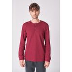 Defy's Erkek Bisiklet Yaka Uzun Kollu Patlı Regular Fit Tişört Bordo - XL