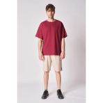 defy's Erkek Dokulu Oversize Bisiklet Yaka Kısa Kollu Tişört - Bordo