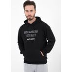 Defy's Erkek Kapüşonlu Regular Fit Baskılı Sweatshirt Siyah - M