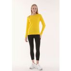 defys Kadın Bisiklet Yaka Uzun Kollu Regular Fit Basic Tişört SARI