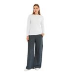 defy's Kadın Bol Paça Cepli Regular Fit Pantolon Lacivert-Beyaz, L