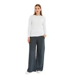 defy's Kadın Bol Paça Cepli Regular Fit Pantolon Lacivert-Beyaz, S
