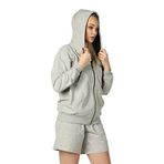 defy's KADIN KAPÜŞONLU FERMUARLI OVERSIZE SWEATSHIRT GRİ MELANJ - XXL