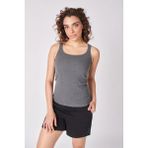 Defy's Kadın U Yaka Sıfır Kol Regular Fit Basic Geniş Askılı Tişört Antrasit - XS