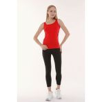 Defy's Kadın U Yaka Sıfır Kol Regular Fit Basic Geniş Askılı Tişört Kırmızı - XS