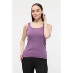 Defy's Kadın U Yaka Sıfır Kol Regular Fit Basic Geniş Askılı Tişört Mor - XS