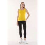 Defy's Kadın U Yaka Sıfır Kol Regular Fit Basic Geniş Askılı Tişört Sarı - XL