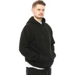 Defy's Shark Erkek Tüylenme Yapmayan Geniş Kalıp İçi Polarlı 3 İplik Siyah Kapüşonlu Basic Sweatshirt - 2XL