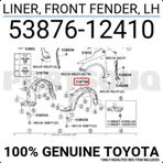 Dega Toyota Corolla Ön Çamurluk Davlumbazı Sol 2008-2013 (Oem No: 5387612410)