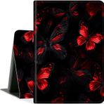 DEGDFSGR Samsung Galaxy Tab S7 FE 2021/Galaxy Tab S8 Plus 2022/Tab S8+/S7 Plus 2020 12.4 inç için kılıf, PU Deri Katlanır Stand Koruyucu Tablet Kılıfı, Otomatik Uyanma/Uyku, Kırmızı Catocala Kelebekler